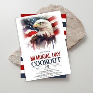 Memorial Day Invitation, Memorial Day Party Invite, Memorial Day Cookout, Memorial Day BBQ, Brunch Lunch Dinner, Editable Printable Template