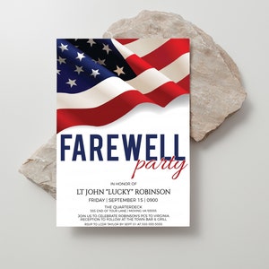 Military Farewell Party Invitation, American Flag Invite, Hail & Bail Farewell, Change of Command Event, Navy Army Marines Air Force, Police