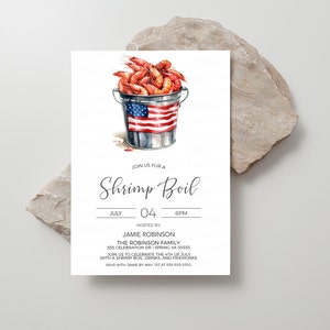 Shrimp Boil Invitation, Patriotic Shrimp Boil Invite, 4th Of July, Labor Day, Memorial Day, Shrimp & Beer Boil, Editable Printable Template