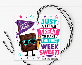 Brownie Gift Tag, Back To School Welcome Back Brownies Label, Printable Editable