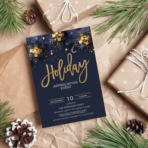 Editable Holiday Appreciation Party Invitation, Company Appreciation, Staff Employee Party, Potluck Gift Exchange, Editable Printable