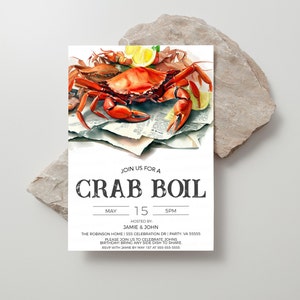Crab Boil Invitation, Crab Boil Invite, Crab Boil Birthday, Crab Beer Boil Party, Boiled Crab Fundraiser, Editable Printable Template