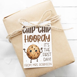 Retour à l'école Cookie Gift Tags, Chip Chip Hooray, Welcome Back First Day, Cookies aux pépites de chocolat, Cookie Snack Bag, Modèle imprimable
