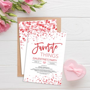 Valentine&#39;s Favorite Things Invitation, Galentine&#39;s Invite, Ladies Friends Valentine Gift Exchange Party, Valentines Printable Editable