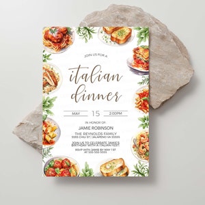 Italian Dinner Invitation, Italian Theme Invite, Pasta Dinner, Rehearsal Dinner, Pasta Birthday, Church Event, Editable Printable Template