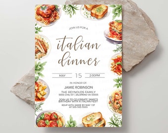 Italian Dinner Invitation, Italian Theme Invite, Pasta Dinner, Rehearsal Dinner, Pasta Birthday, Church Event, Editable Printable Template