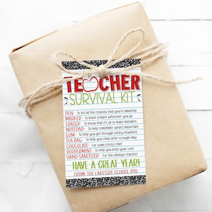 Teacher Survival Kit Gift Tag, Welcome Back First Day, New Teacher Gift, Gift For Teachers, PTO PTA, Editable Printable Instant Download
