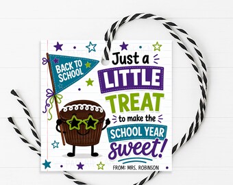 Cupcake Gift Tag, Chocolate Cupcake Back To School Welcome Back Label, Printable Editable