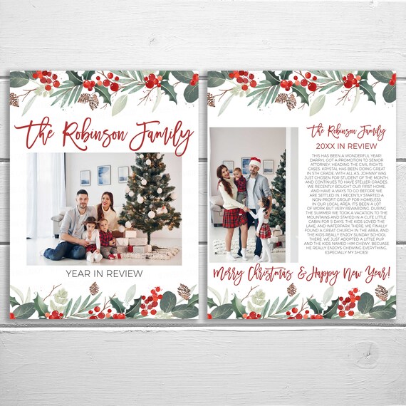 Christmas Newsletter Year In Review Template, Annual Family Christmas Holiday Letter, All About Our Year, Christmas Card Digital Template Il_570xn