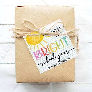 Back To School Gift Tag, Bright School Year, First Day Of School, Printable Gift Tag Template, Highlighter Marker, Gift For Teacher Student