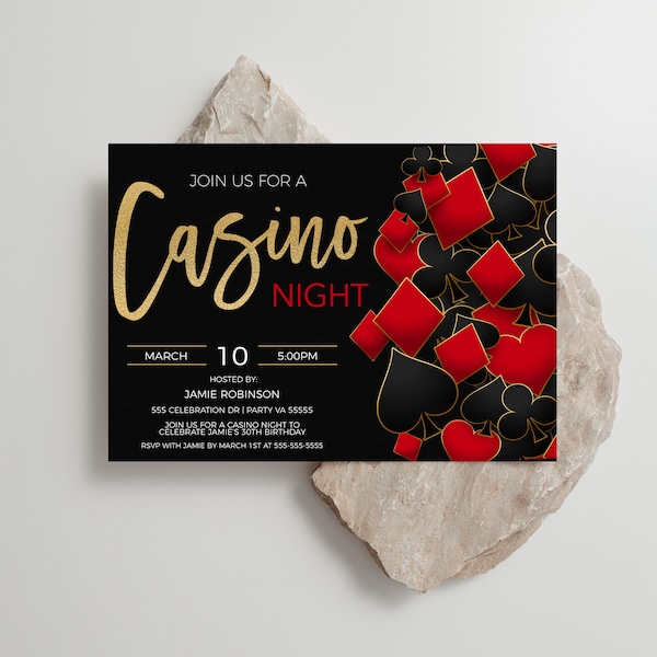 Casino Party Invitation, Casino Birthday Night Invite, Retirement Party, Couples Shower, Bachelor Bachelorette, Casino Fundraiser Printable