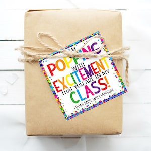 Back To School Popping Gift Tags, Popping With Excitement You Are In My Class, Popcorn Fidget Bubbles, Gift For Students Teachers Printable