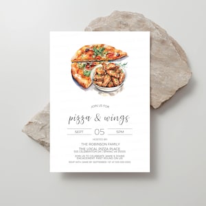 Pizza & Wings Invitation, Pizza Wings Invite, Couples Shower, Engagement Party, Rehearsal Dinner, Birthday, Retirement, Editable Printable