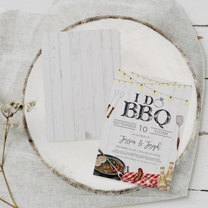 I Do BBQ Couples Shower Invitation, BBQ Burgers Beer Engagement Invitation, Backyard Barbecue, Co-Ed Couples Shower Modelo editável para impressão