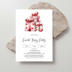 Valentine&#39;s Favorite Things Invitation, Galentine&#39;s Invite, Ladies Friends Valentine Gift Exchange Party, Valentines Printable Editable