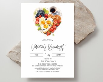Valentinstag Frühstückseinladung, bearbeitbare Galentine's Brunch einladen, Valentinstag Frühstücksbrunch Mimosas Cocktailparty, Geschenkbörse