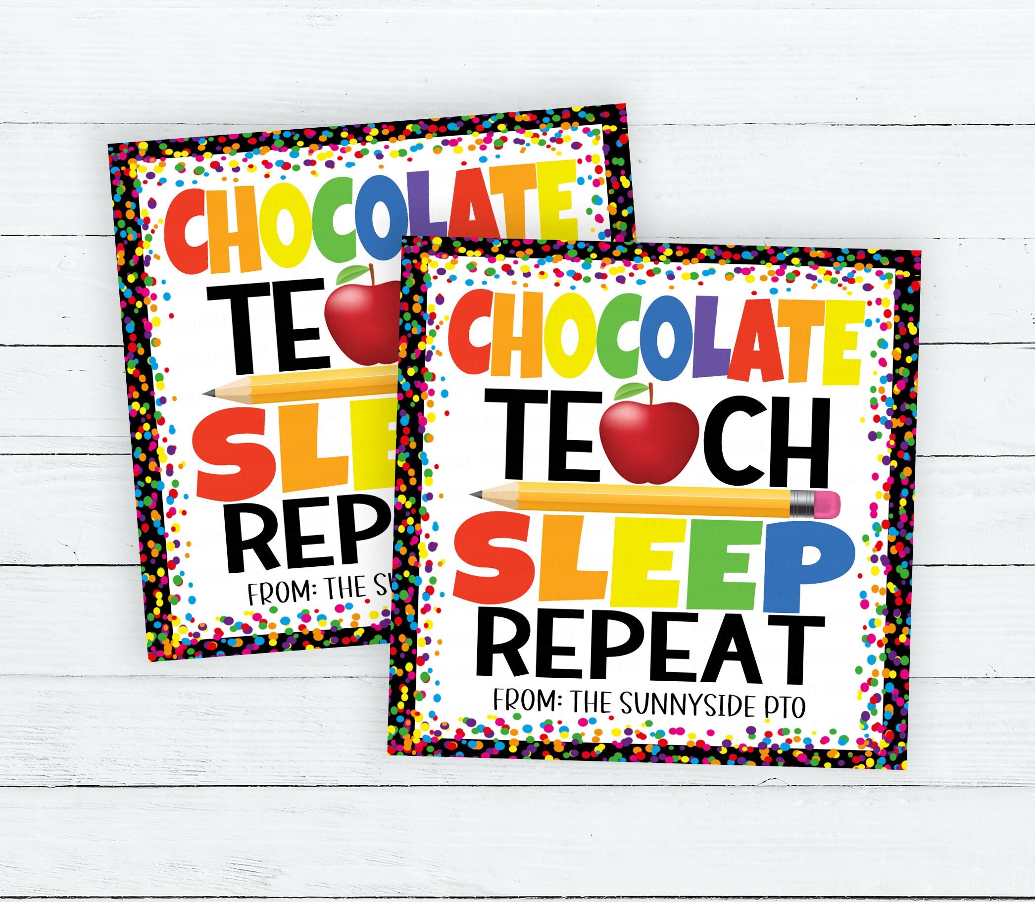 Back to School Teacher Gift Tag, Coffee Teach Sleep Repeat ...