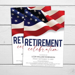 Military Retirement Ceremony Invitation, American Flag Invite, United States Navy Army Marines Air Force Coast Guard, Editable Printable image 4