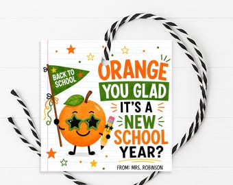 Orange Gift Tag, Back To School Welcome Back Fruit Snack, Printable Editable