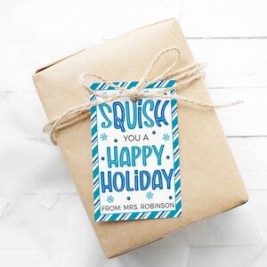 Etichetta regalo Squishies per le vacanze, Squishy per una vacanza felice, regalo per gli studenti dei compagni di classe, calza Stuffer Squishy Squishy Squeeze Toy, stampabile