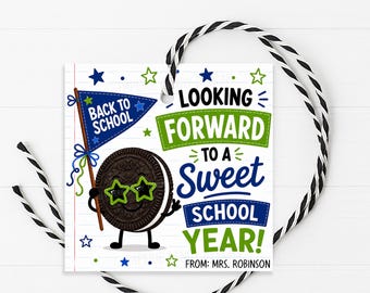 Cookie Gift Tag, Back To School Welcome Back Cookies & Cream Label, Printable Editable