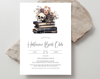 Halloween Book Club Invitation, Halloween Book Invite, Halloween Reading Club Invitation, Halloween Book Swap, Digital Template Printable