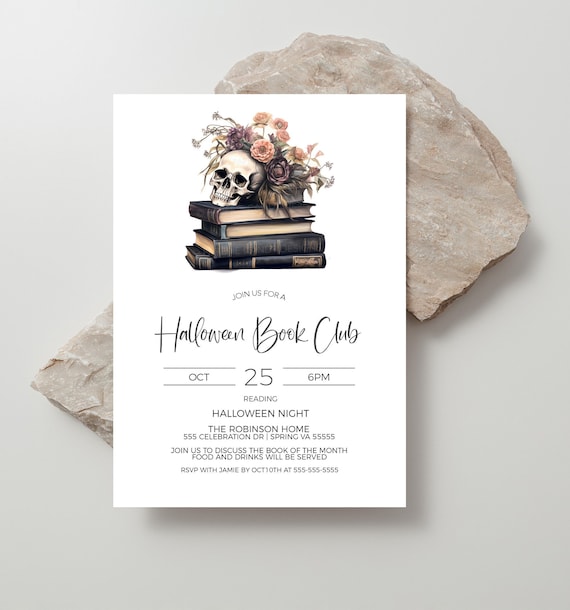 Halloween Book Club Invitation, Halloween Book Invite, Halloween Reading Club Invitation, Halloween Book Swap, Digital Template Printable