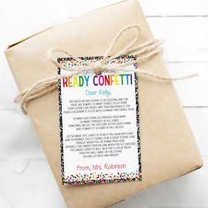 Editable Back To School Ready Confetti, First Day Jitters, Night Before School, Gift For Students Classroom Child, Teacher PTA PTO Printable