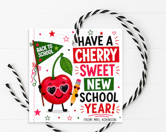 Cherry Gift Tag, Back To School Welcome Back Cherry Label, Printable Editable