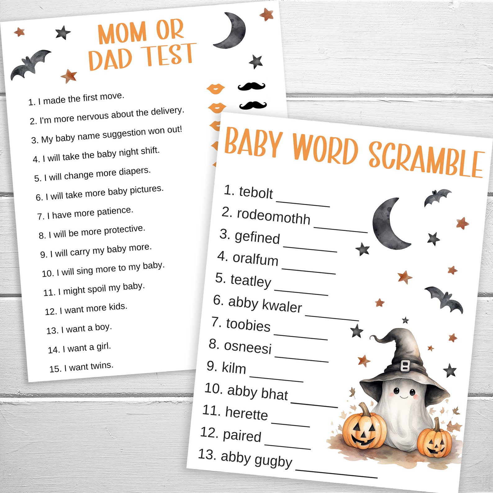 Halloween Baby Shower Games 20 Printable Baby Shower Game A Etsy