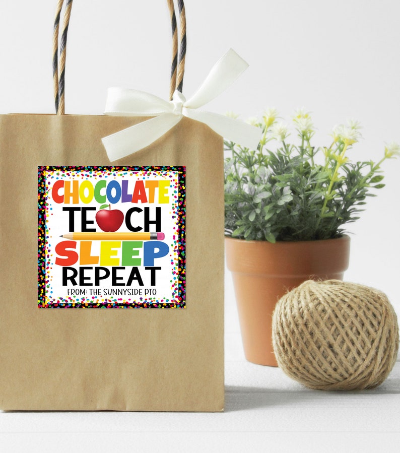 Back to School Teacher Gift Tag, Coffee Teach Sleep Repeat ...