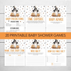 Halloween Baby Shower Games, 20 Printable Baby Shower Game, A Little Boo Is Due Games, Halloween Ghost Theme Baby Shower, Instant Download