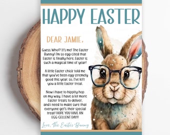Letter From The Easter Bunny, Editable Easter Basket Bunny Letter, Kids Easter Morning Surprise, Easter Egg Hunt Game Hoppy Easter Printable
