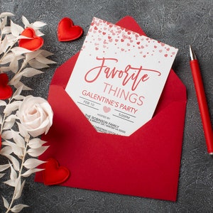 Inbjudan till Alla hjärtans dags favoritsaker, Galentines inbjudan, Alla hjärtans dag-presentbytesfest för damer och vänner, Alla hjärtans dag utskrivbar och redigerbar bild 5