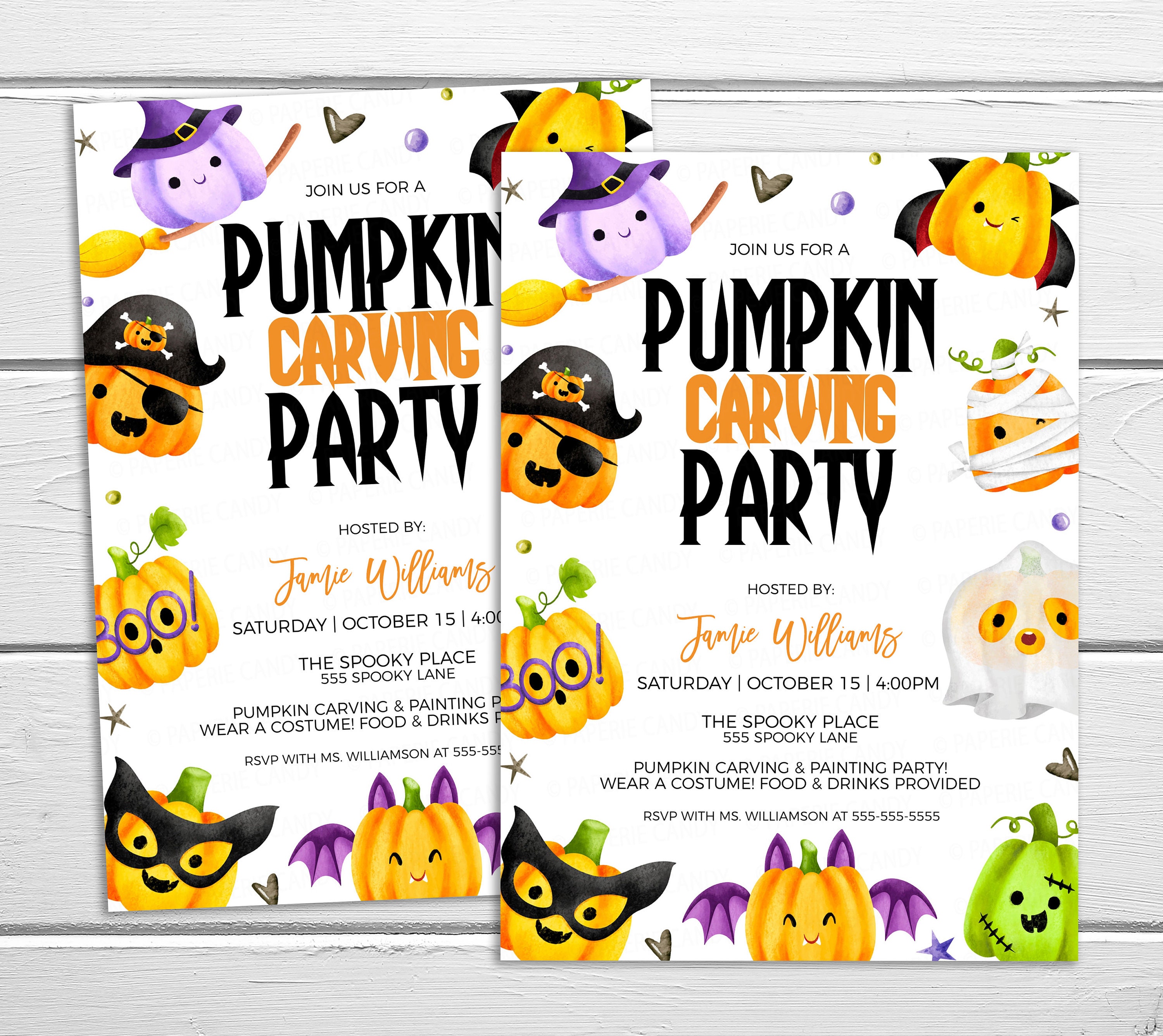 Editable Pumpkin Carving Invitation Halloween Pumpkin Etsy