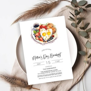 Mors dag-inbjudan, mors dag-frukostinbjudan, mors dag-brunchfirande, mors dag-fest, digitalt redigerbar utskrivbar bild 5