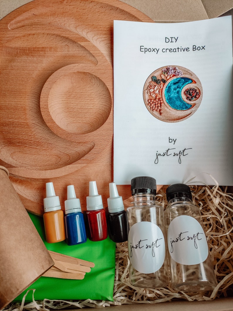 Epoxy resin art DIY kit craft wooden serving round plate tray Etsy