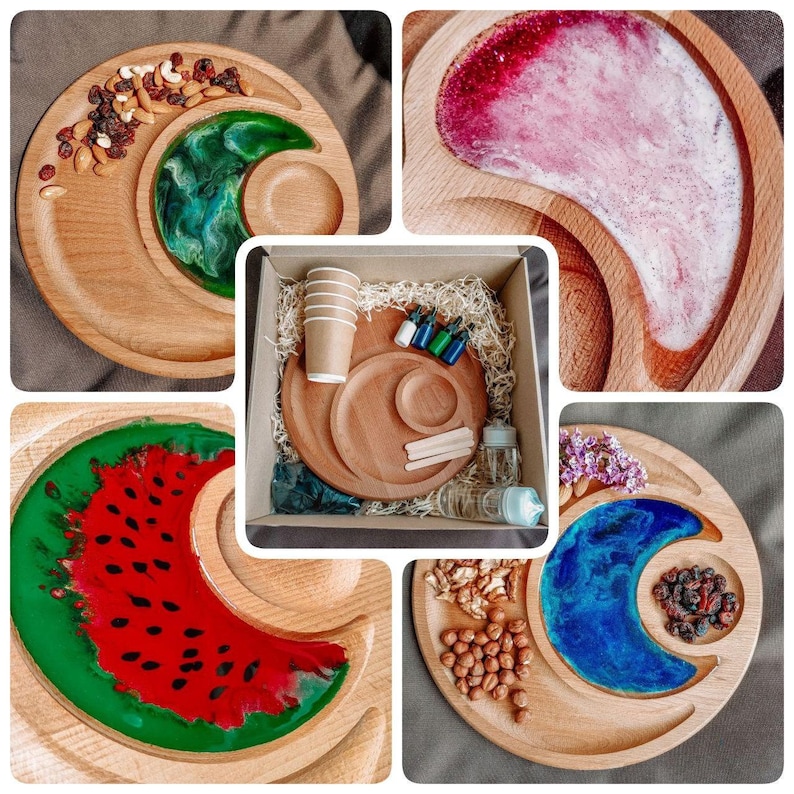 Epoxy resin art DIY craft kits DIY kit box serving round plate Etsy