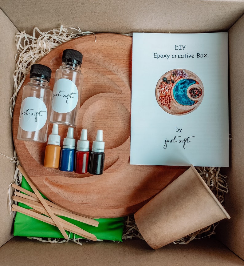 Epoxy resin art DIY kit craft wooden serving round plate tray Etsy