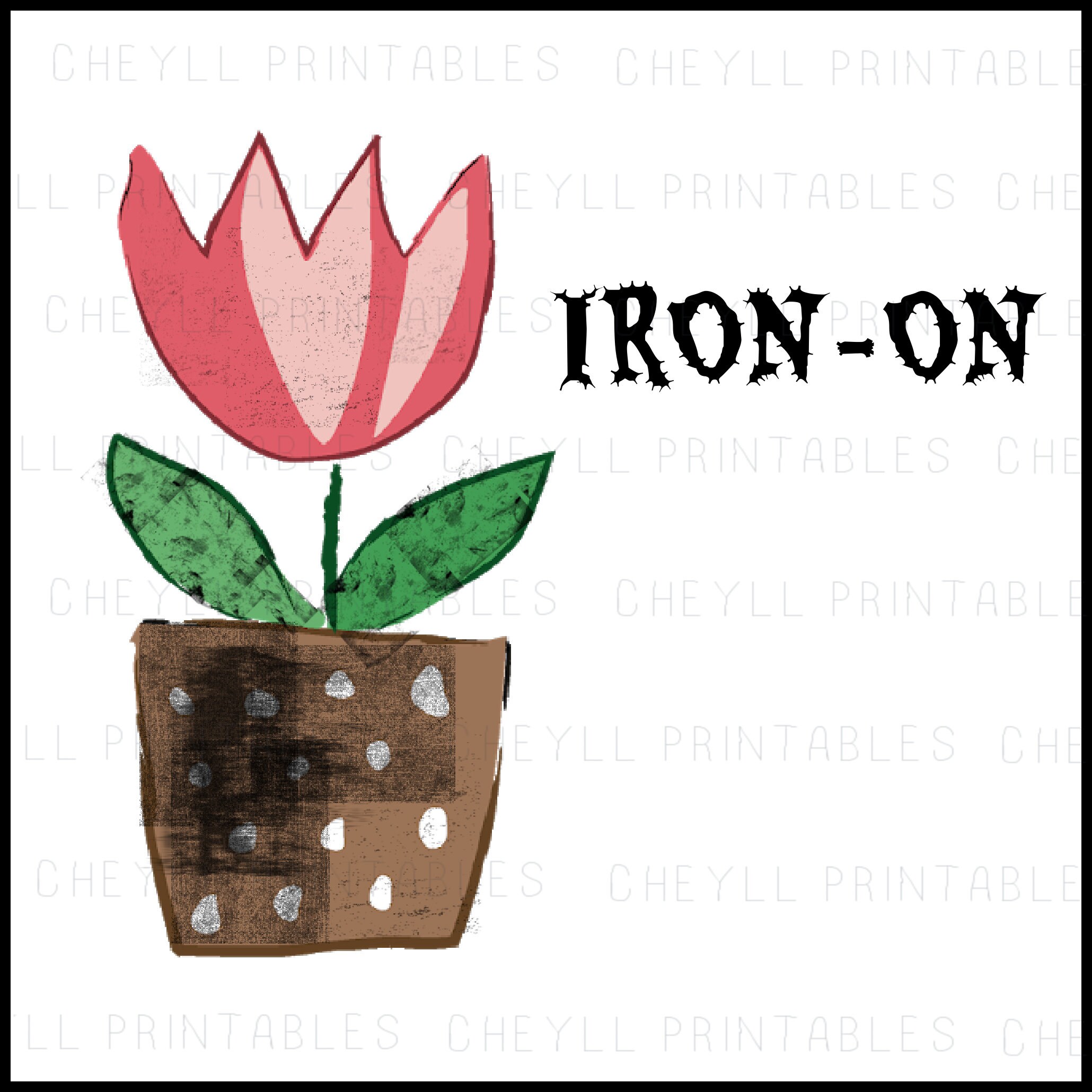 Iron on Decal Sticker Grunge Flower Large Etsy