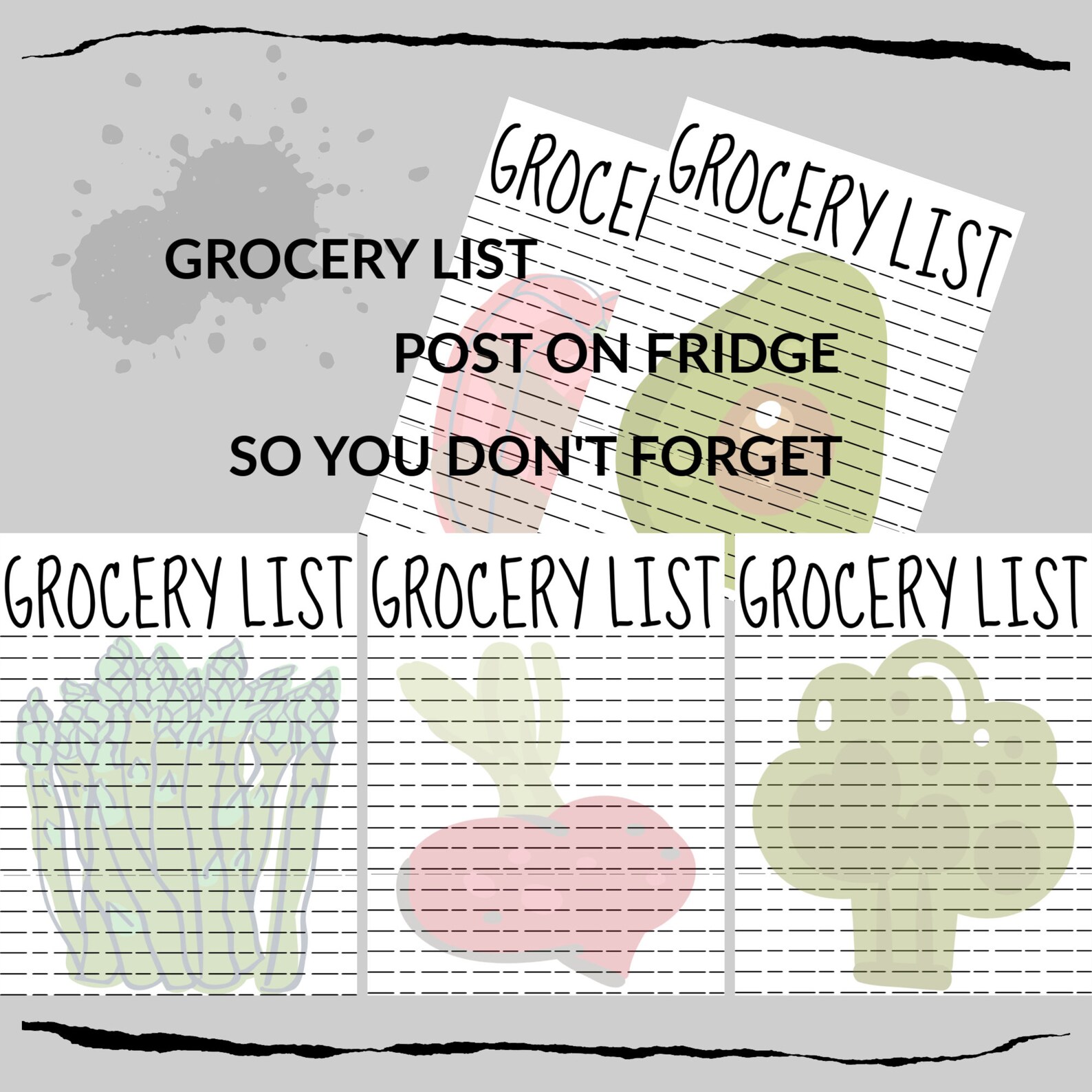 Grocery List Printable Digital Refrigerator Grocery List Etsy