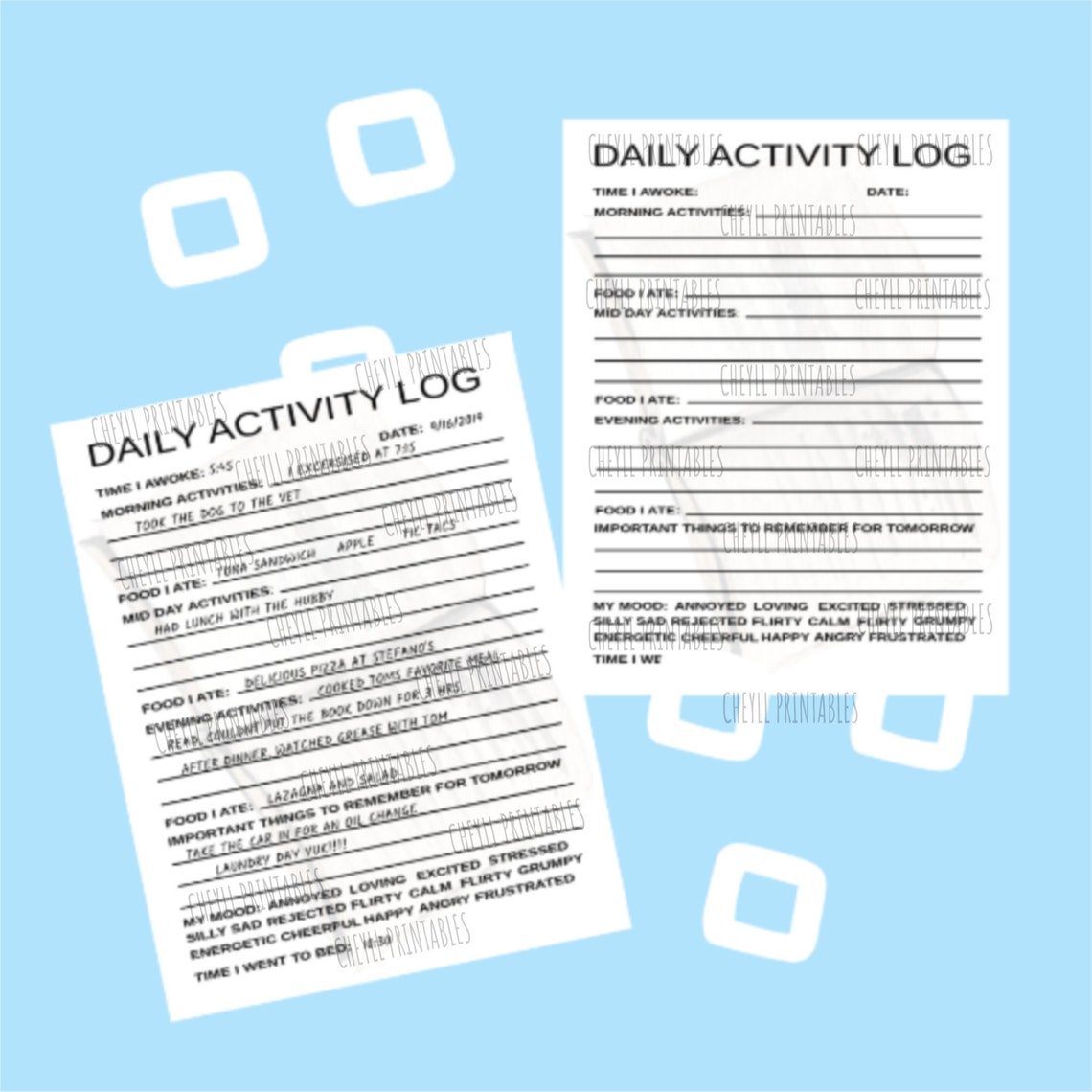 Activity Log Printable Digital Daily Activity Log Etsy