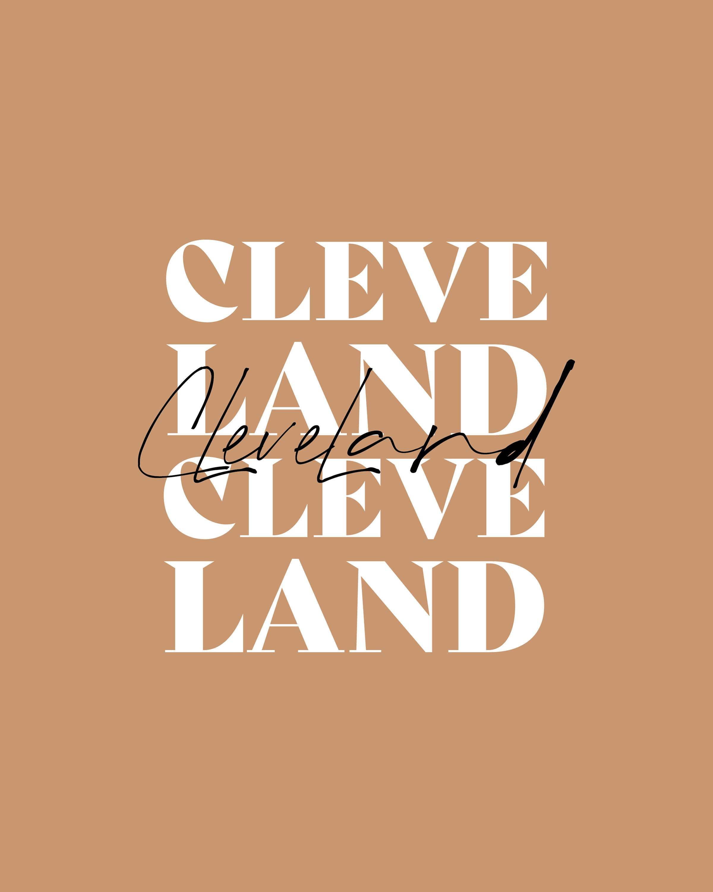 Cleveland Typography Illustrated Print, Cleveland Ohio, Wall Poster ...