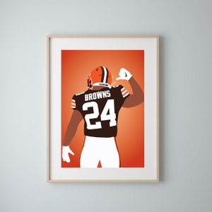 Nick Chubb PRINTED EDITION, Cleveland Browns, Wall Art ,NFL Football Cleveland Sports Print, Man Cave decoration