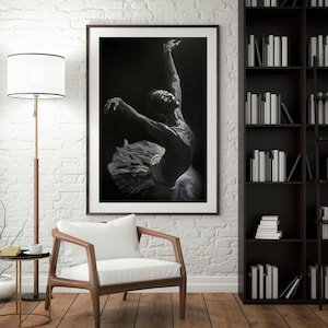 Arte mural de bailarina para amantes del ballet, estudios de danza / Póster imprimible de ballet en blanco y negro / Decoración de danza / Impresión digital de descarga instantánea