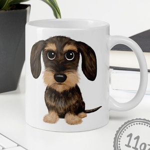 Wirehaired Dachshund Wild Boar Tan Teckel Cute Cartoon Dog Coffee Mug