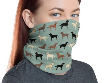Labrador Retriever Dog Silhouettes Neck Gaiter Face Covering | Face Mask with Black Labs, Chocolate, Fox Red Labs and Yellow Labradors