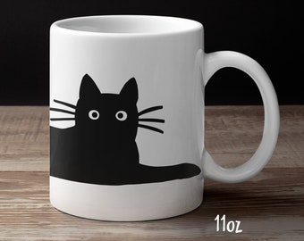 Cool Black Cat Mug | Kitty Cat Lover's Ceramic Coffee Mug