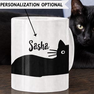 Cool svart kattmugg | Keramisk kaffemugg för kattungekattälskare