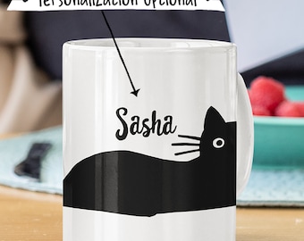Tazza con gatto nero alla moda / Tazza da caffè in ceramica per amanti dei gatti